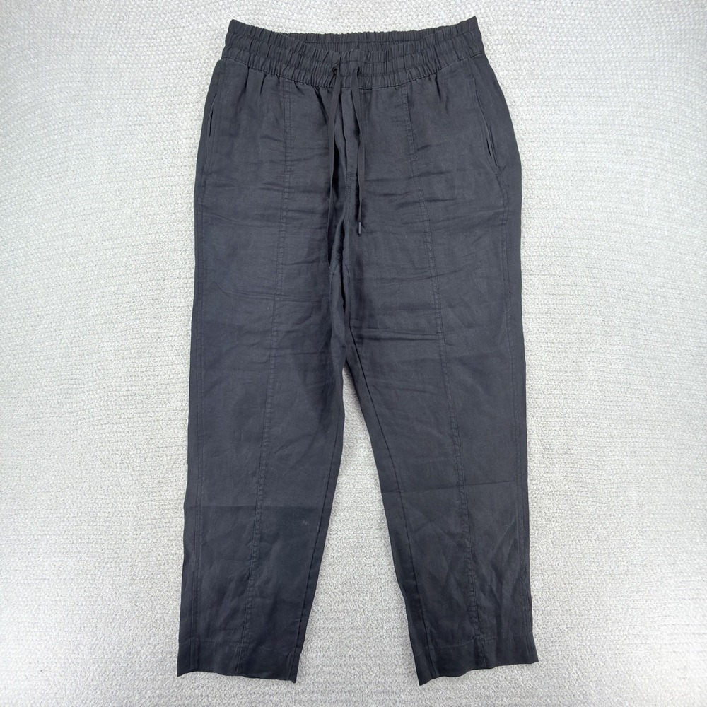 Athleta Retreat 100%‎ Linen High Rise Jogger Pants Women's Small Black Pull On